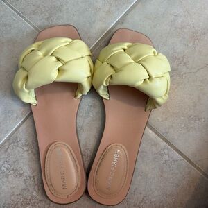 Marc Fisher Braided Slide Sandals in Butter Yellow